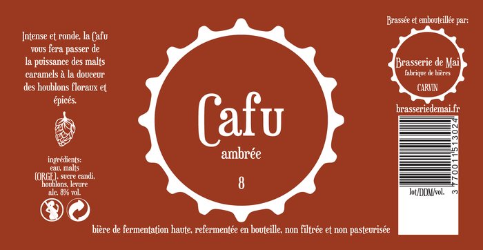 Étiquette de la bière Cafu, ambrée
