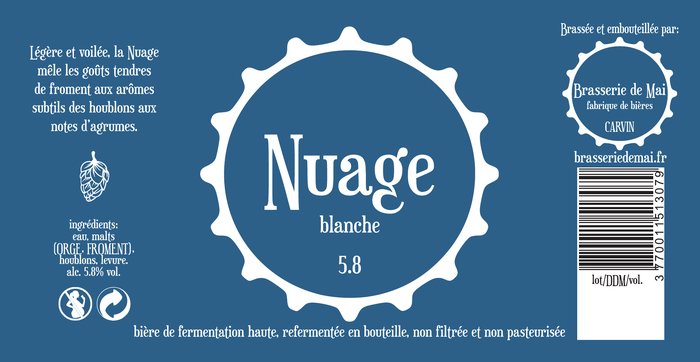 Étiquette de la bière Nuage, blanche
